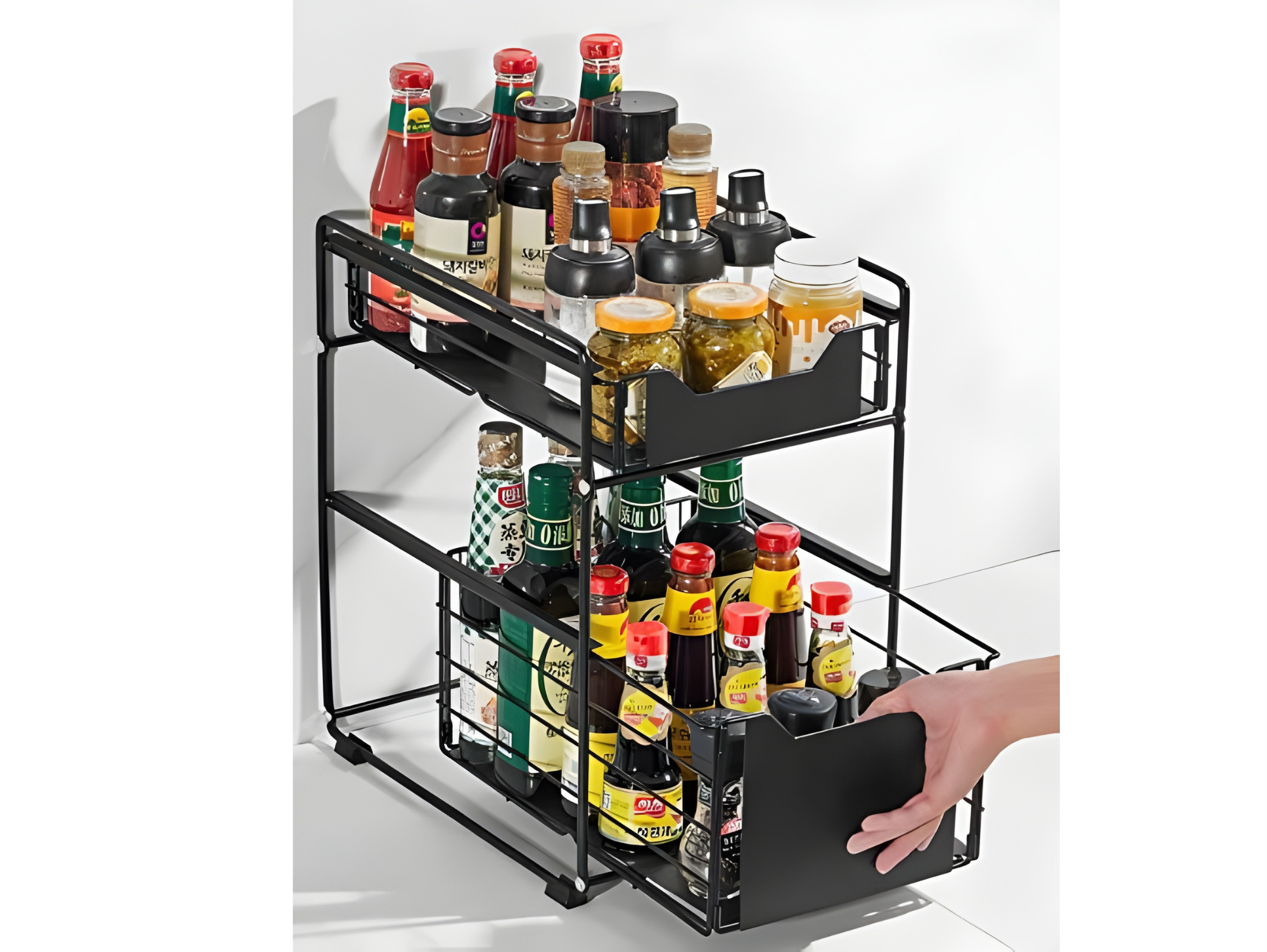 ארגונית אחסון מתחת לכיור שתי קומות