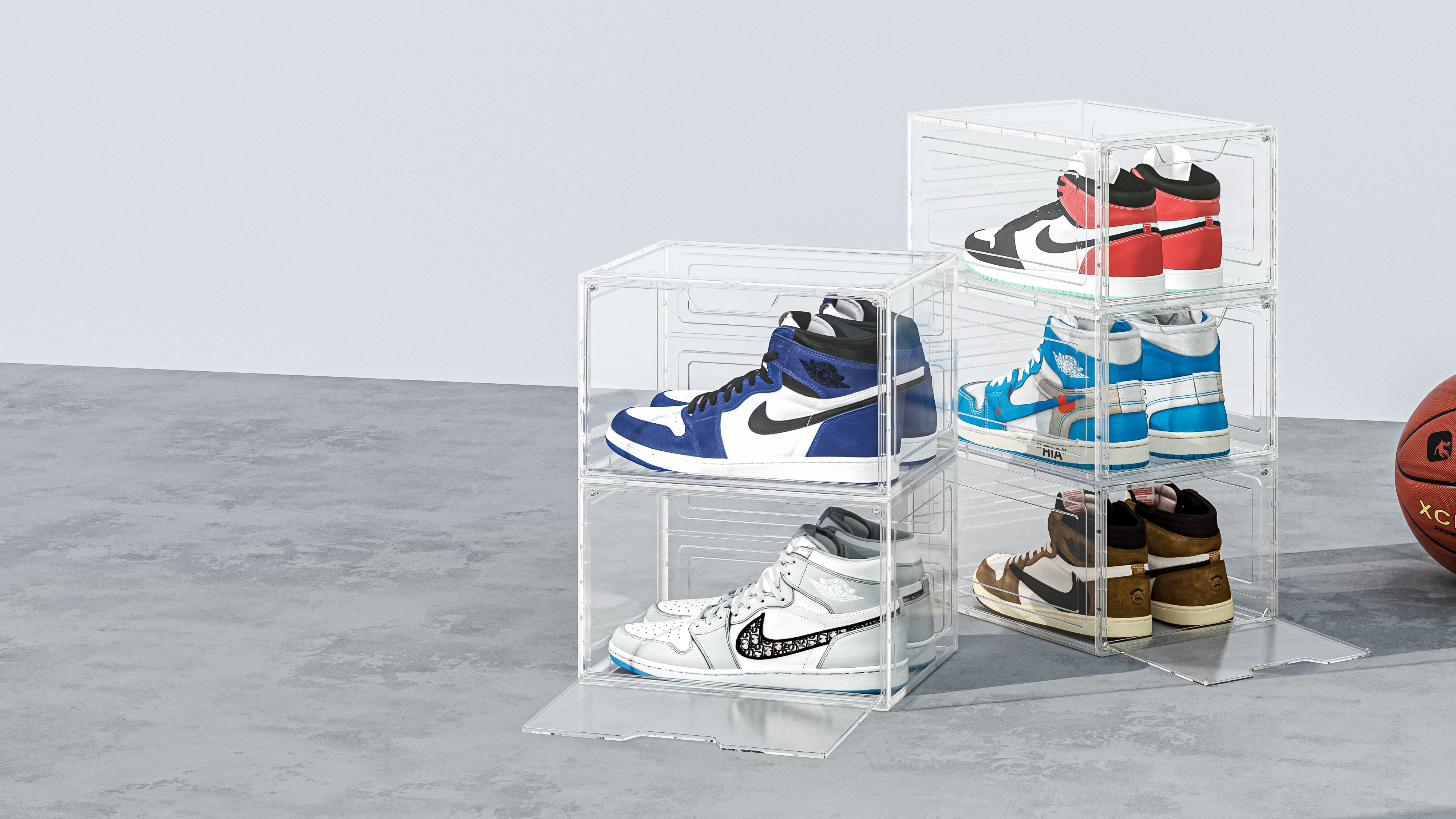 קופסאות אקריל שקופות לאחסון נעליים פתיחה רחבה